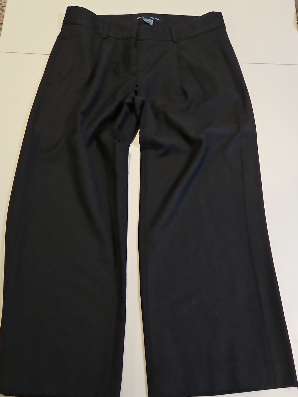 Wool French Connection Charcoal Black Distressed Wide-Leg Trousers 0288